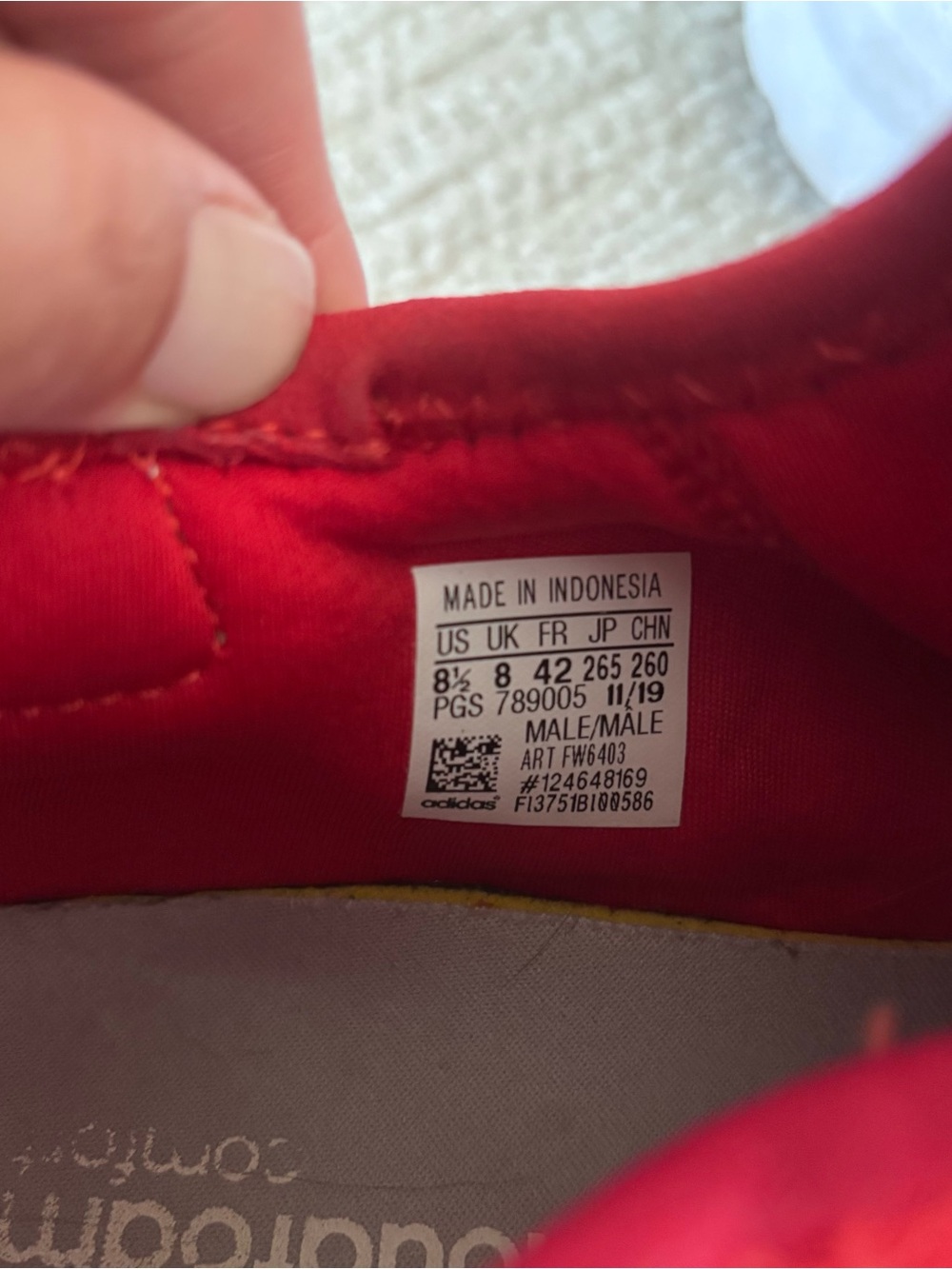 adidas Red Kids Slip-On Athletic Sneakers with White Sole - Picture 4 of 8